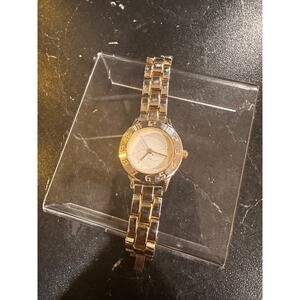 Two-Tone Silver & Gold Quartz Watch Chunky Numeral Bezel Base Metal 7" length
